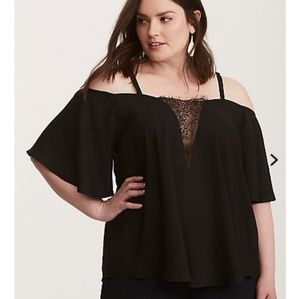 Lace cold shoulder blouse